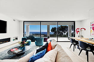 Living room with sea views