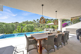 Covered outdoor terrace Villa Costa d´en Blanes