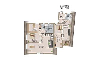 visualisierter Grundriss Obergeschoss