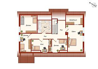 Grundriss Dachgeschoss mit Einliegerwohnung