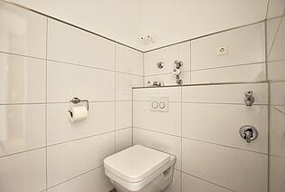 WC und Waschmaschine hinter einer praktischen Nische