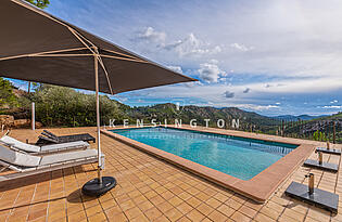 Finca in Andratx pool with panoramic mountain view