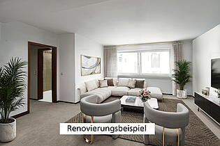 Wohnzimmer renoviert mit Blick zum Fenster