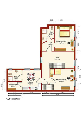 Grundriss 1. Obergeschoss Hinterhaus