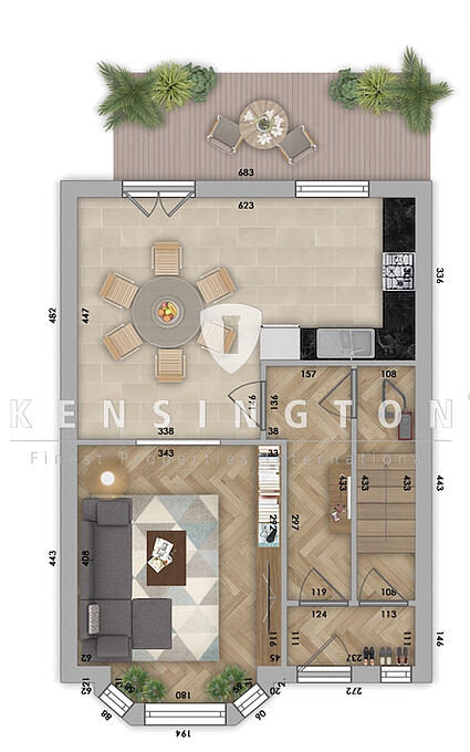 Grundriss Erdgeschoss_Maisonette Wohnung_KBR_165