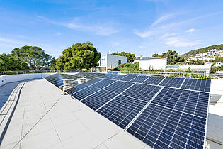 Solar panels on the roof terrace