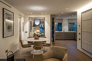 Panoramic view of the dining room, living room and kitchen 2