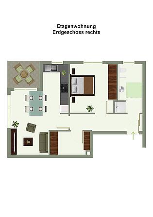 Grundriss mit Möblierungsbeispiel