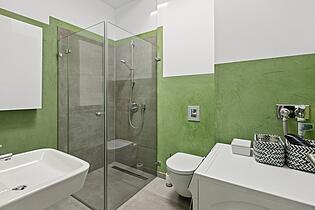 Gäste-Bad mit Dusche und Waschmaschinenstellplatz