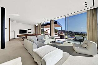 Living room with swimming pool