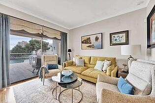 Living room with sea views