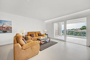 Living room with sea views