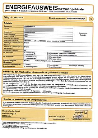 Energieausweis 1 vom 04.03.2024