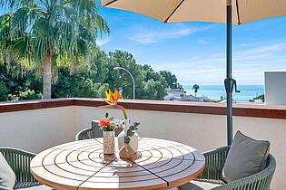 Sunny terrace with sea views