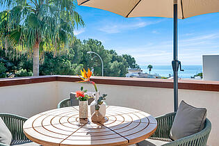 Sunny terrace with sea views