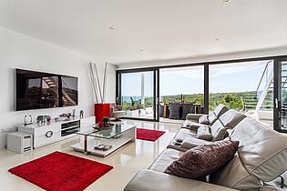 Living room in Cala Vinyas sea view luxury villa