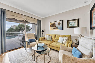 Living room with sea views