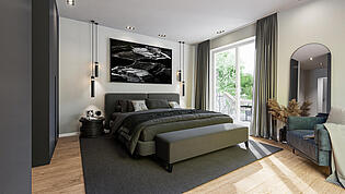 lichtdurchflutetes Schlafzimmer