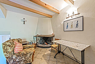 Finca with pool Bunyola Mallorca living room with fireplace