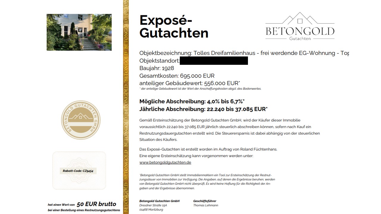 Afa-Option durch Restnutzungsdauergutachten